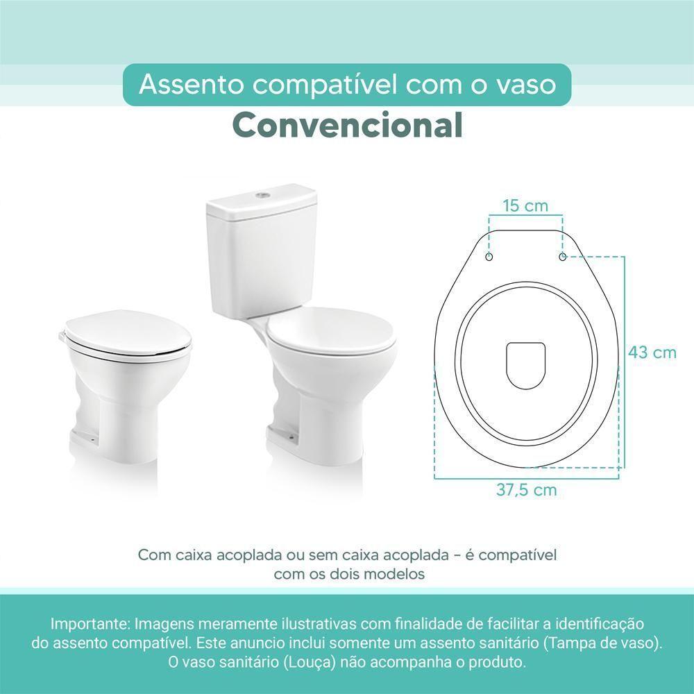 Assento Sanitário Tampa De Vaso Branco Mdf Laqueado Oval Convencional Para Bacia Icasa - 3