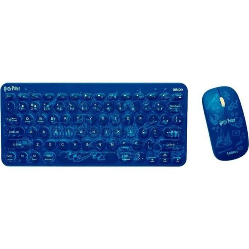 Kit Teclado E Mouse Sem Fio Letron Harry Potter Azul - 1