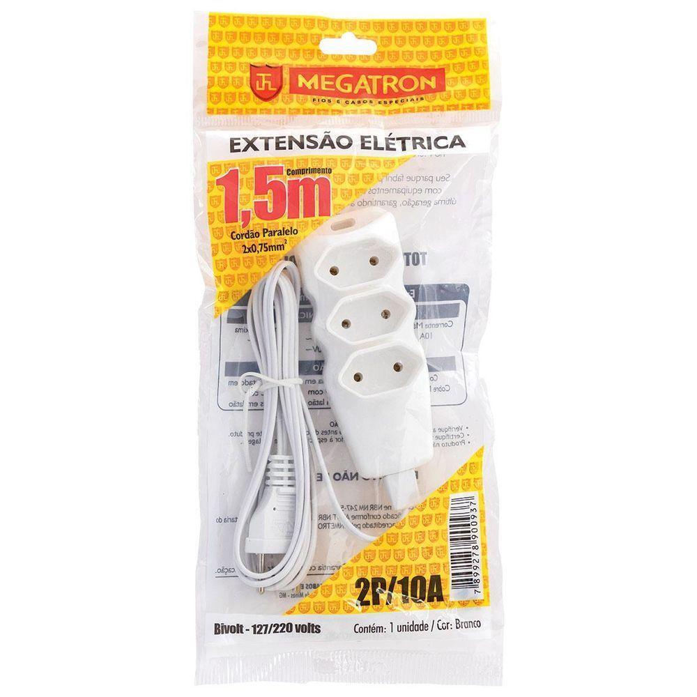 Extensao Cabo Pl 2x0,75 1,5m Branca 93 - 1