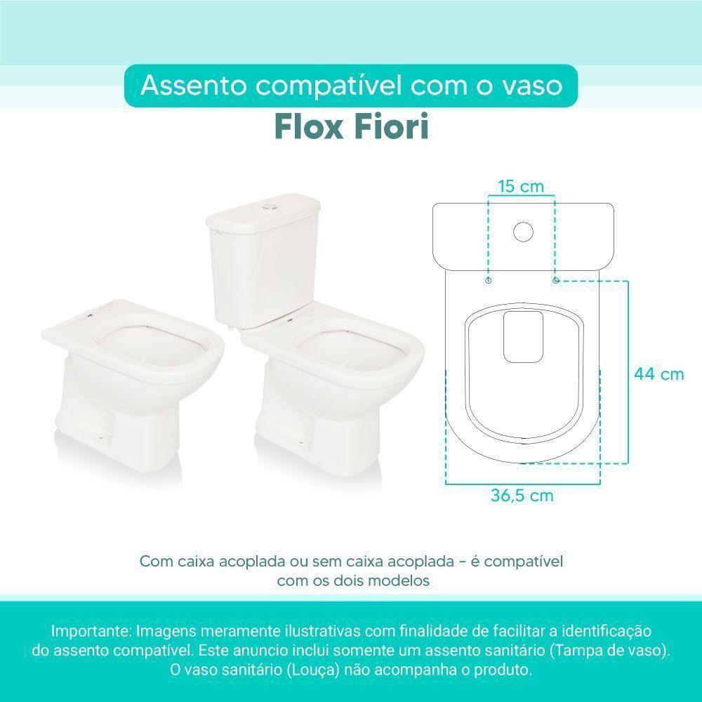 Assento Sanitário Tampa De Vaso Branco Mdf Laqueado Flox Para Bacia Fiori - 3