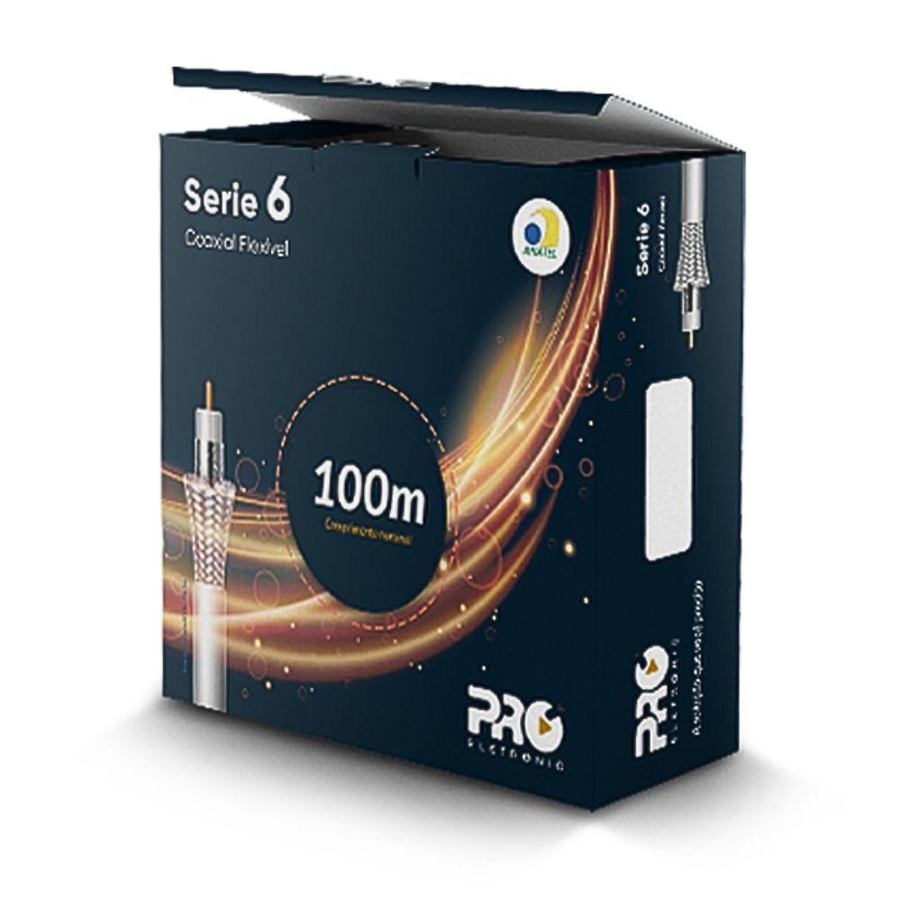 Cabo Coaxial Rg6 Proeletronic Caco0660-01 60% De Malha - - 1