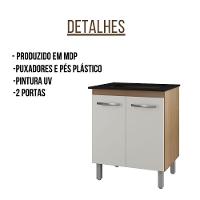 Balcão Jade Para Cooktop 5 Bocas 2 Portas Savana Off White Moblis