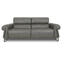 Sofá Reclinável Elétrico De Couro Belarus Cement Grey - Mempra - 1