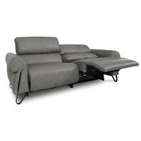 Sofá Reclinável Elétrico De Couro Belarus Cement Grey - Mempra - 2