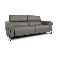 Sofá Reclinável Elétrico De Couro Belarus Cement Grey - Mempra - 5