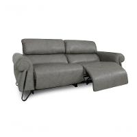 Sofá Reclinável Elétrico De Couro Belarus Cement Grey - Mempra - 6