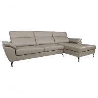 Sofá De Couro Hannover 3 Lugares Com Chaise Direita - Avelã - 2