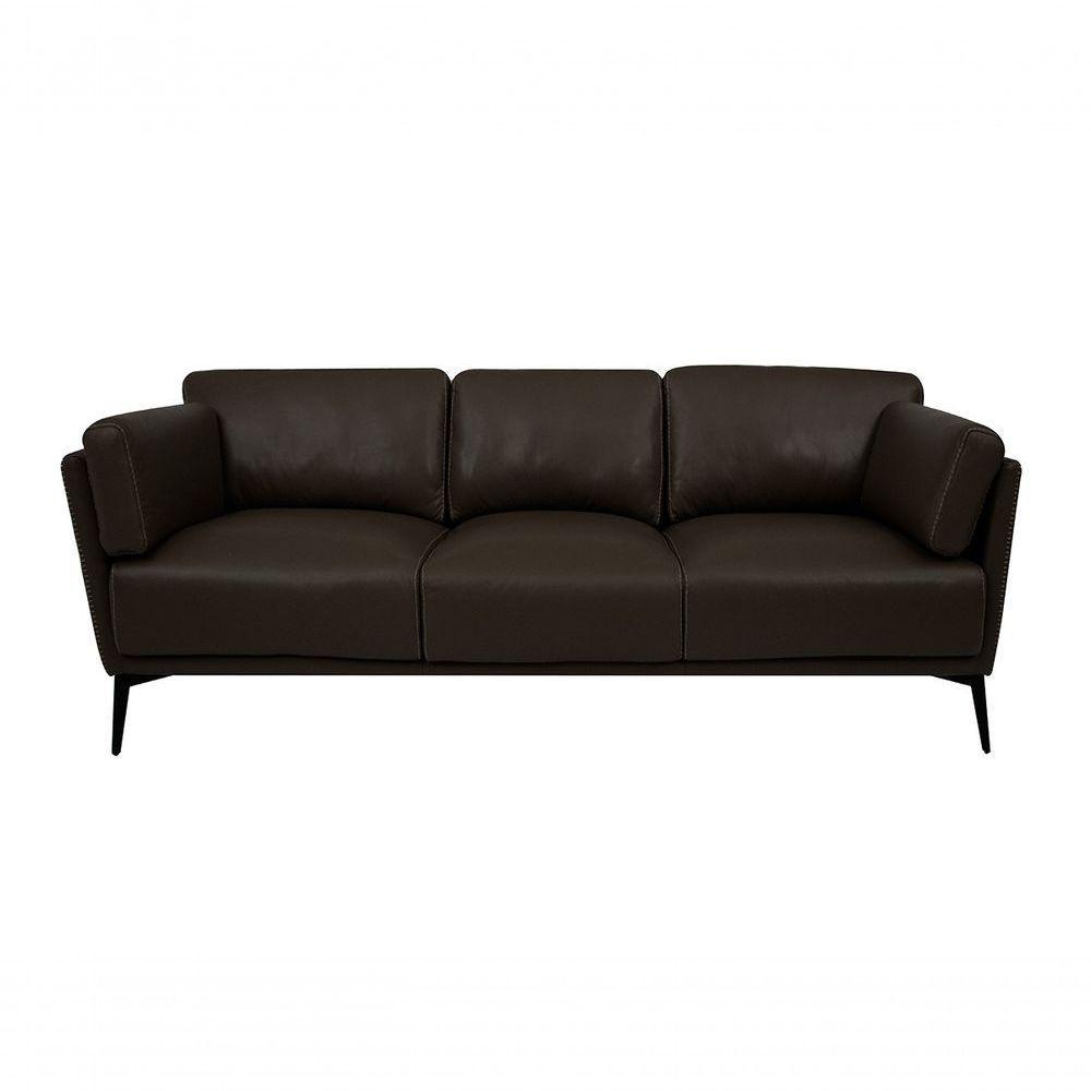 Sofá De Couro Lexus 3 Lugares Marrom - Mempra - 1