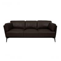 Sofá De Couro Lexus 3 Lugares Marrom - Mempra - 1