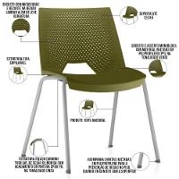 Cadeira Empilhável Fixa Liked F02 Base Aço Cinza Verde - Lyam Decor - 2