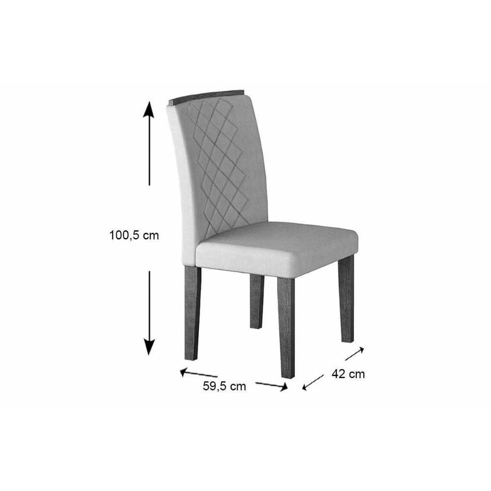 Conjunto Mesa De Cozinha Londrina Tampo Madeirado Com Vidro 180x90cm E 6 Cadeiras Jade Imbuia Suede Capuccino Rufato - 5