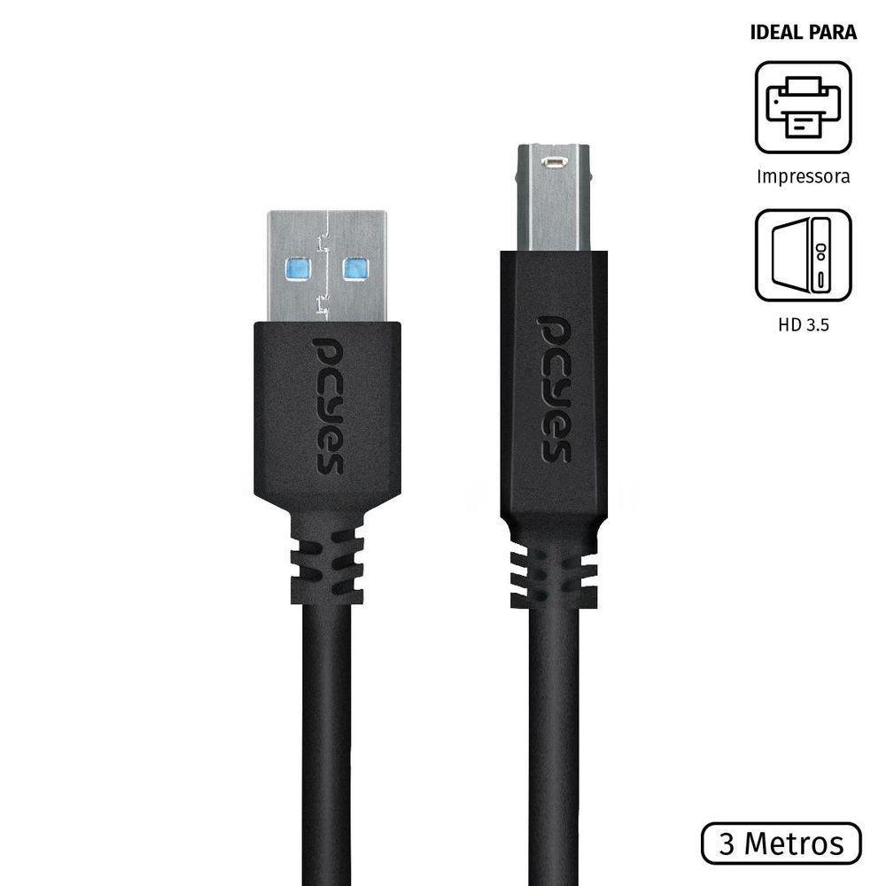 Cabo P- Impressora E Hd Externo Usb A 3.0 P- Usb B 3.0 3m - - 3