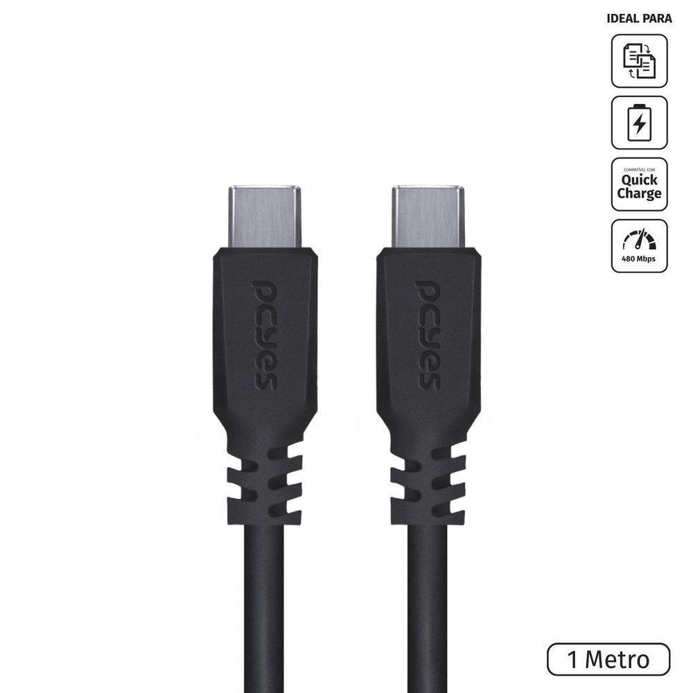 Cabo Usb Tipo C 2.0 Para Usb Tipo C 2.0 1m Preto - Pucp-01 - 2