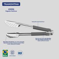 Pegador Tramontina Utilitá Em Aço Inox Com Cabo Emborrachado Cinza 28 Cm - 5