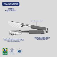 Pegador Tramontina Utilitá Em Aço Inox Com Cabo Emborrachado Cinza 24 Cm - 5