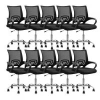 Kit 10 Cadeiras Diretor Secretaria Home Office Escritorio New Java Preta - 1