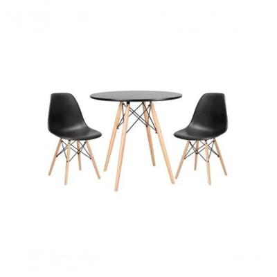 Kit Mesa Jantar Eiffel 80cm Preta + 2 Cadeiras Eames Eiffel