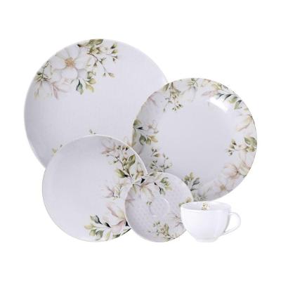 Aparelho De Jantar Tramontina Magnólia Em Porcelana Decorada 30 Peças