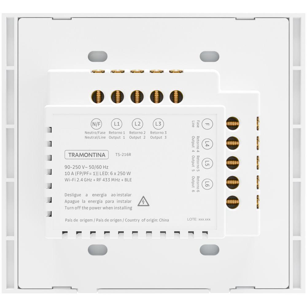 Interruptor Touch Smart 4x4 Tramontina Branco Com 6 Canais - 3