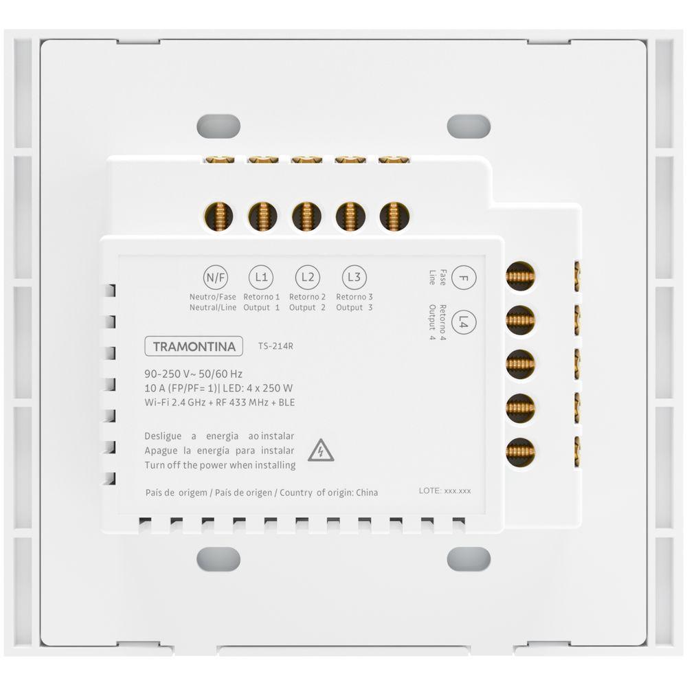 Interruptor Touch Smart 4x4 Tramontina Branco Com 4 Canais - 5