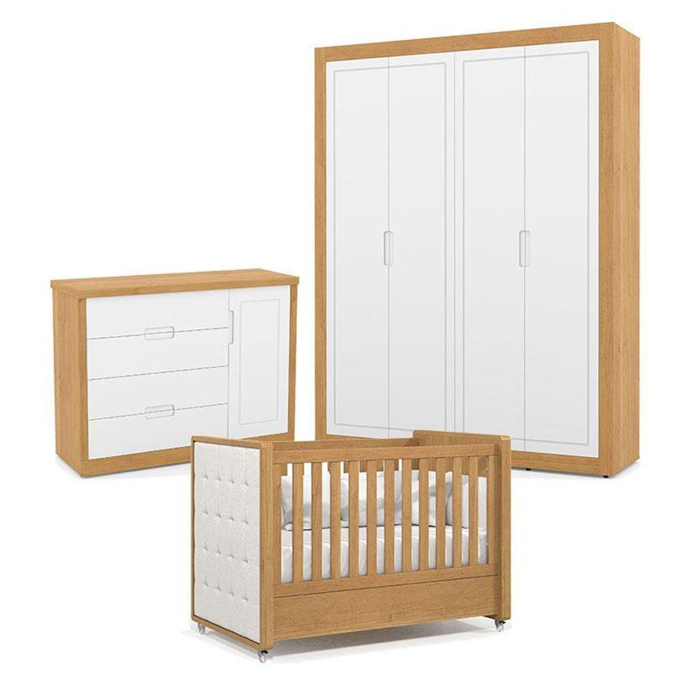 Quarto De Bebe 4 Portas Tutto New Freijó Com Capitonê New Boucle - Matic - 4