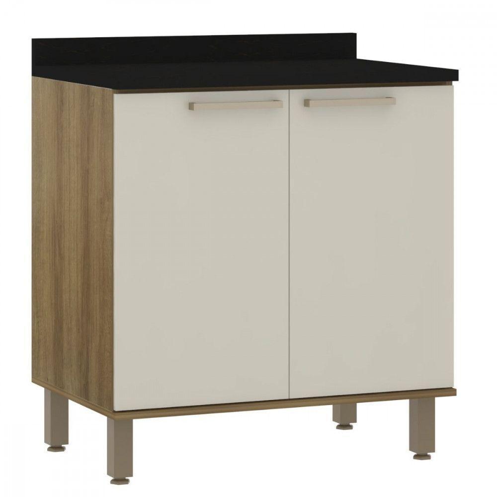 Balcão 2 Portas Com Tampo 80cm Luciane Isis Avela/mocca - 1