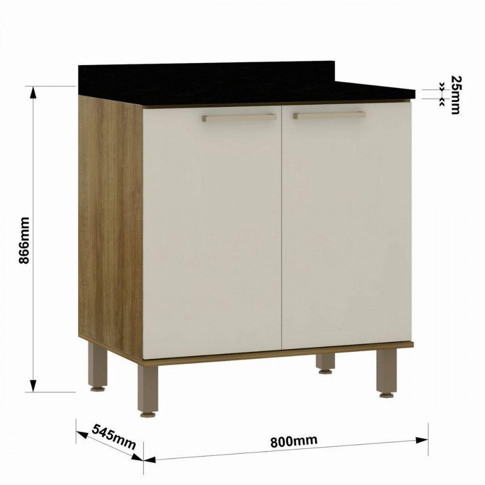 Balcão 2 Portas Com Tampo 80cm Luciane Isis Avela/mocca - 2