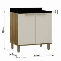 Balcão 2 Portas Com Tampo 80cm Luciane Isis Avela/mocca - 2