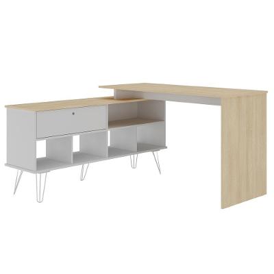 Mesa em l Kalil A02 Industrial sem Gavetas em MDF 136.5cm Branco para Escritório