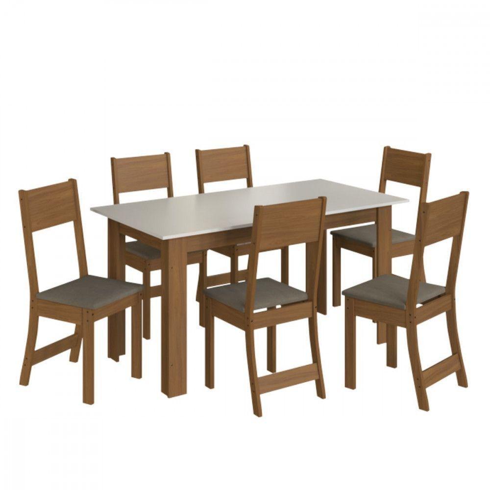 Conjunto De Mesa 1,50cm Belgica Com 6 Cadeiras Indekes Freijo/off White/cacau - 2