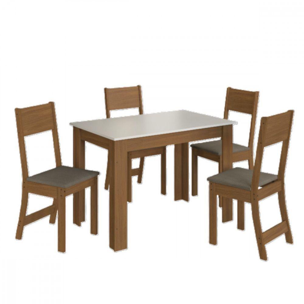 Conjunto De Mesa 1,08cm Belgica Com 4 Cadeiras Indekes Freijo/off White/cacau - 2