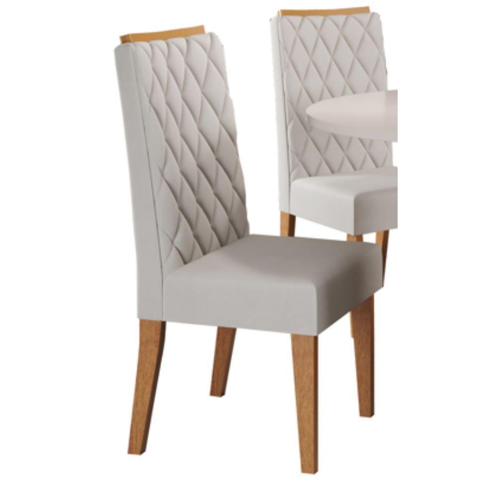 Conjunto Sala De Jantar Mesa Columbia Com 4 Cadeiras Iza Mel/blonde/veludo Marfim - 4