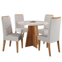 Conjunto Sala De Jantar Mesa Columbia Com 4 Cadeiras Iza Mel/blonde/veludo Marfim - 2