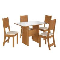 Conjunto De Mesa 1,10cm Com 4 Cadeiras Dublin Indekes Freijo/off White/linho - 2