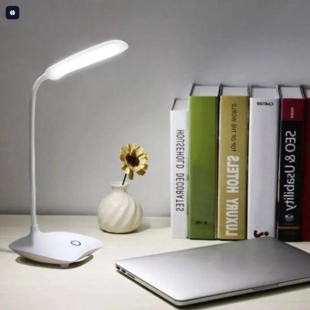 Luminaria Mesa Led Articulada Abajur Touch Flexivel Branca Leitura Estudo Trabalho Quarto Escritorio Recarregavel - 3