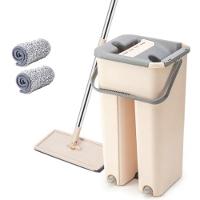 Mop Duplo Rodo Magico Vassoura Flat Balde Limpeza De Piso Multiuso Esfregao Vertical Lava Seca Refil - 2
