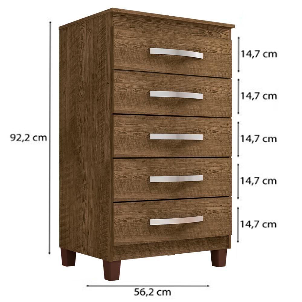 Comoda 5 Gavetas 57 Cm Moden 2259 Malbec Incp - 3