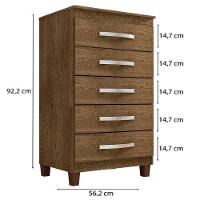 Comoda 5 Gavetas 57 Cm Moden 2259 Malbec Incp - 3