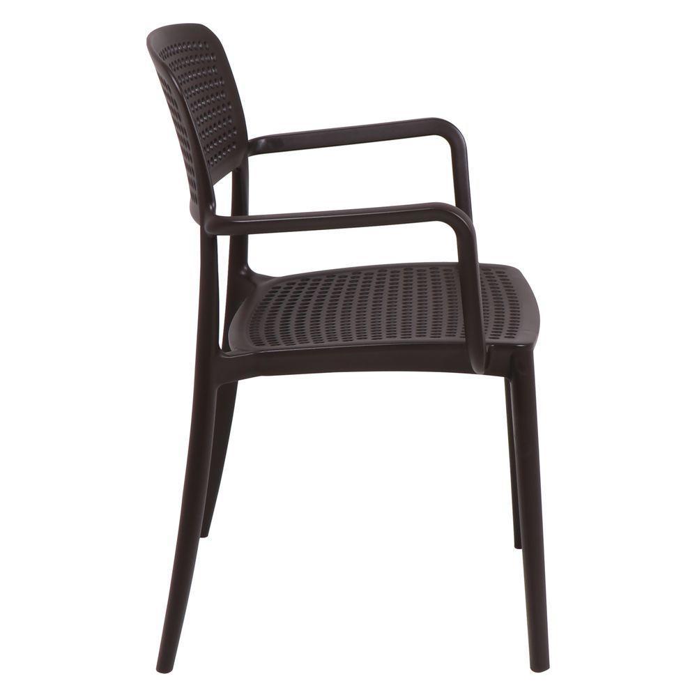Cadeira Tramontina Serena Em Polipropileno Marrom Com Braços - 1