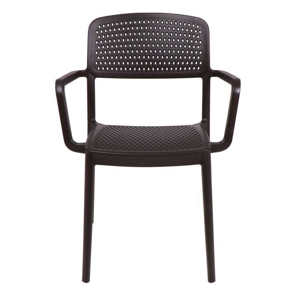 Cadeira Tramontina Serena Em Polipropileno Marrom Com Braços - 2