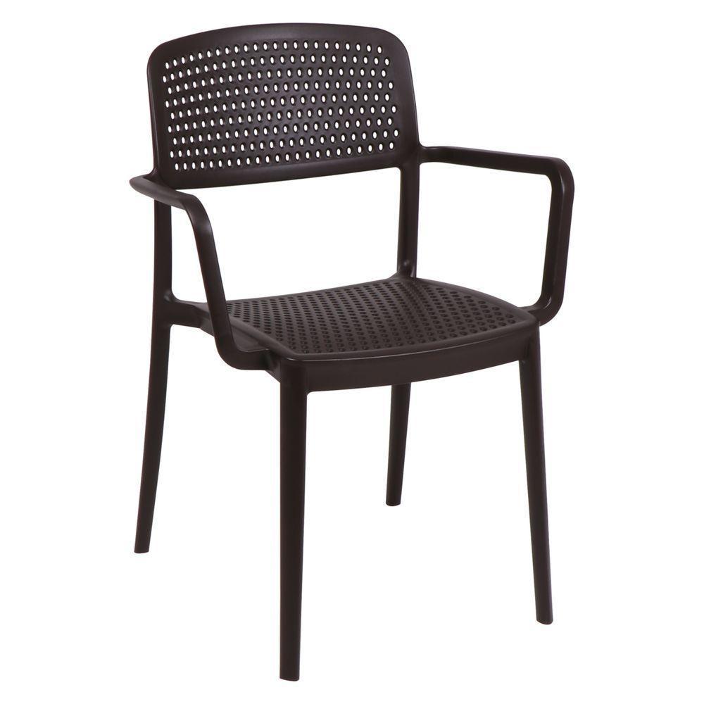 Cadeira Tramontina Serena Em Polipropileno Marrom Com Braços - 4