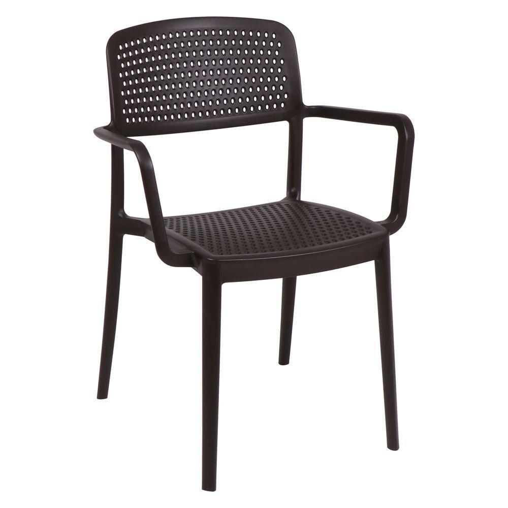 Cadeira Tramontina Serena Em Polipropileno Marrom Com Braços - 6