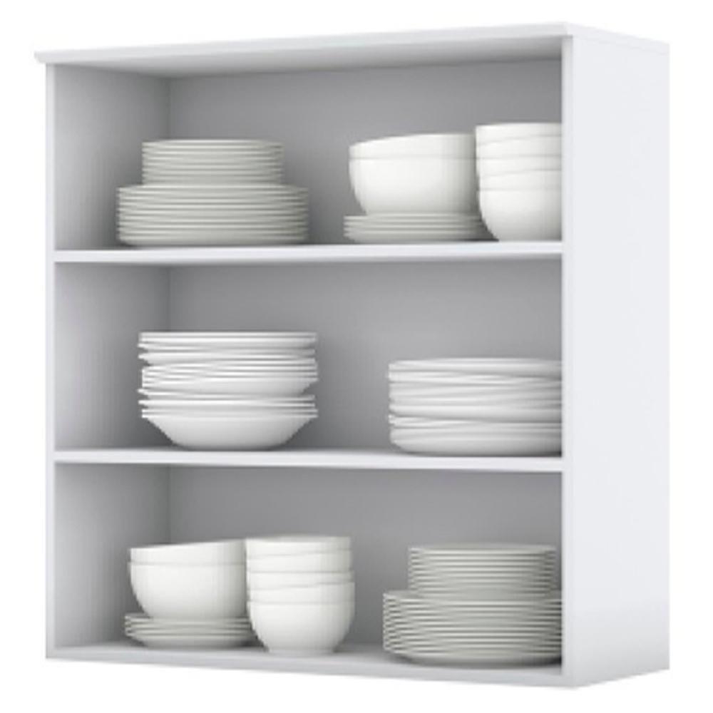 Armario Aereo 2 Portas Vidro Mdf 80 Cm Americana C366 Branco Henn - 5