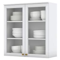 Armario Aereo 2 Portas Vidro Mdf 80 Cm Americana C366 Branco Henn - 1