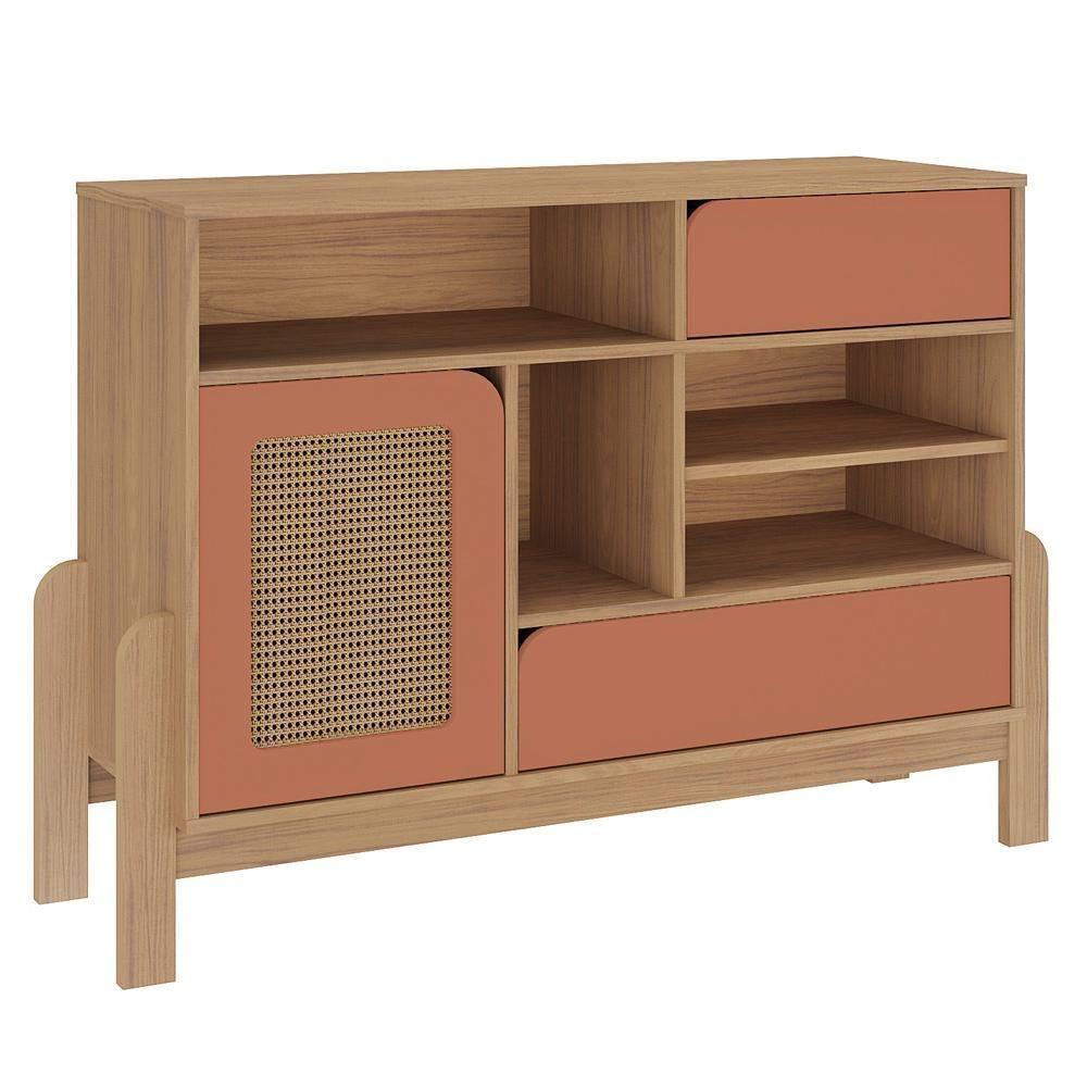 Buffet Aparador 1 Porta 2 Gavetas 122 Cm 4579 Carvalho Terracota Arly - 1