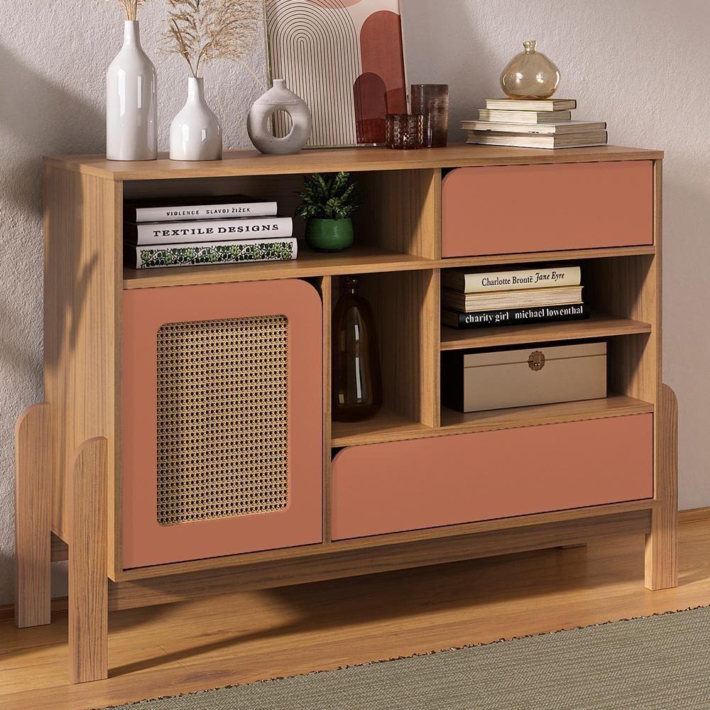 Buffet Aparador 1 Porta 2 Gavetas 122 Cm 4579 Carvalho Terracota Arly - 2