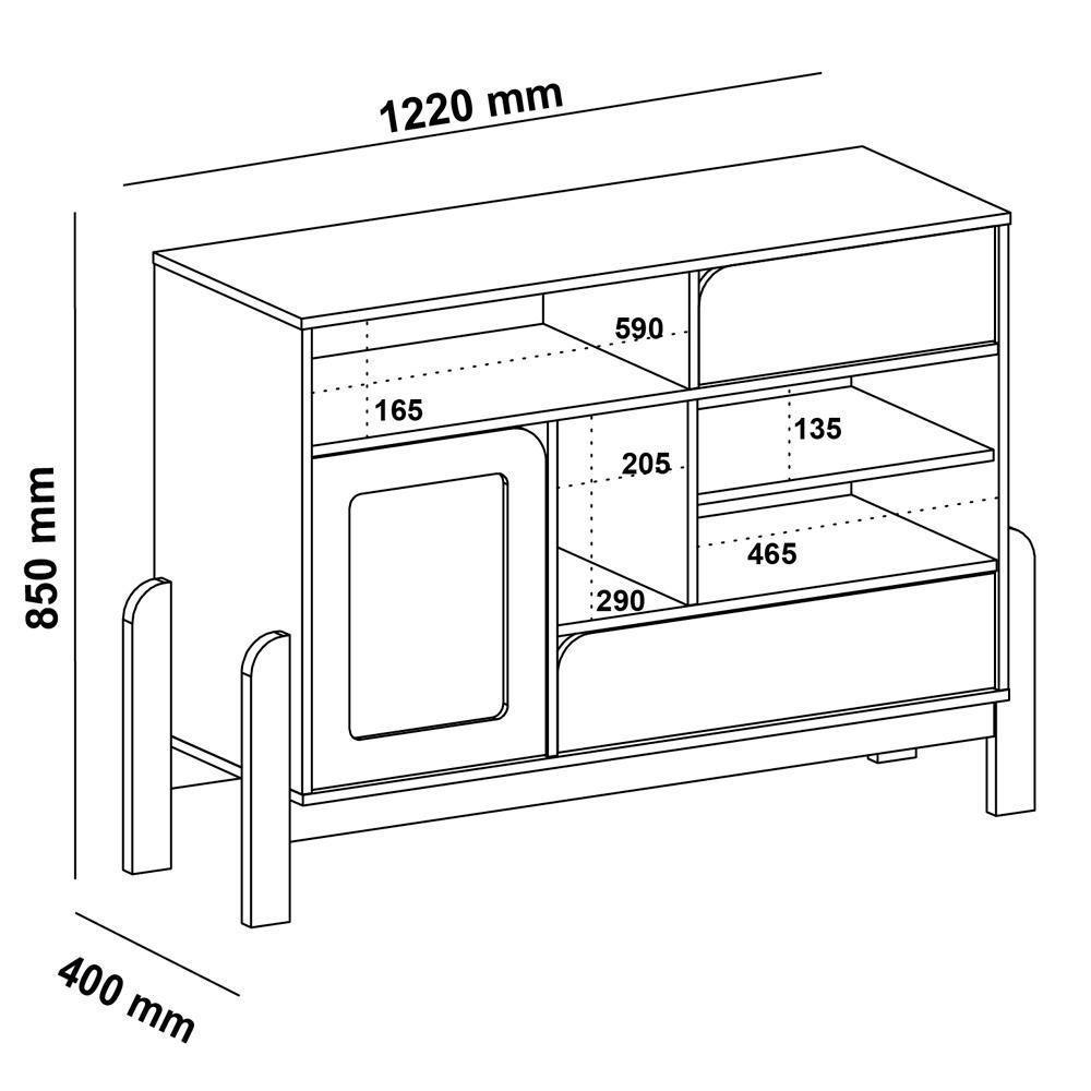 Buffet Aparador 1 Porta 2 Gavetas 122 Cm 4579 Carvalho Terracota Arly - 3