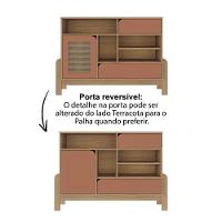 Buffet Aparador 1 Porta 2 Gavetas 122 Cm 4579 Carvalho Terracota Arly - 5
