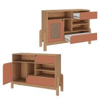 Buffet Aparador 1 Porta 2 Gavetas 122 Cm 4579 Carvalho Terracota Arly - 6