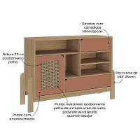Buffet Aparador 1 Porta 2 Gavetas 122 Cm 4579 Carvalho Terracota Arly - 7